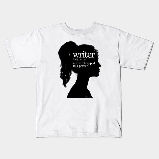 Writer: A World Trapped in a Person Kids T-Shirt by sparkling-in-silence